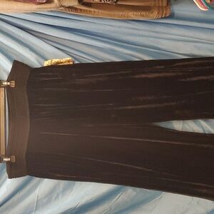 BLack Chenille slacks with brocade trim waist